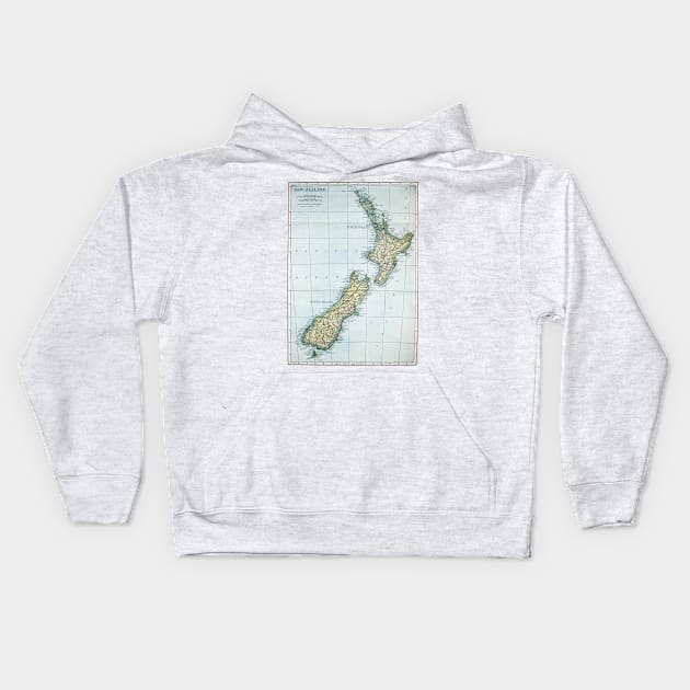 Vintage Map of New Zealand (1921) Kids Hoodie by Bravuramedia